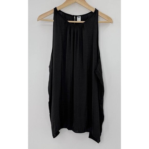 Old Navy Plus Size Sheer Shiny Satin Black Tunic Blouse XXL Event Classic Preppy - Picture 1 of 12